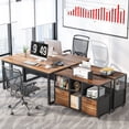 thumbnail image 5 of 2 Drawer Wood File Cabinet, Large Mobile Lateral Filing Cabinet Printer Stand with Storage Shelves and Wheels for Home Office, 5 of 7