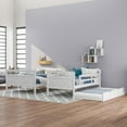 thumbnail image 3 of DreamBuck, Twin over Full Bunk Bed with Trundle, Solid Wood Bunk Beds with Ladder & Guardrail, Bunk Bed Frame for Teens, Adults, No Box Spring Needed, Convertible to 2 Separated Beds, Pure White, 3 of 8