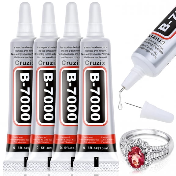 BANIRO Glue Clear for Rhinestone Crafts, Jewelry and Bead Adhesive B7000 Semi Fluid High Viscosity Glues for Clothes Shoes Fabric Cell Phones Screen Repair Metal Stone Nail Art Glass (0.5 oz)
