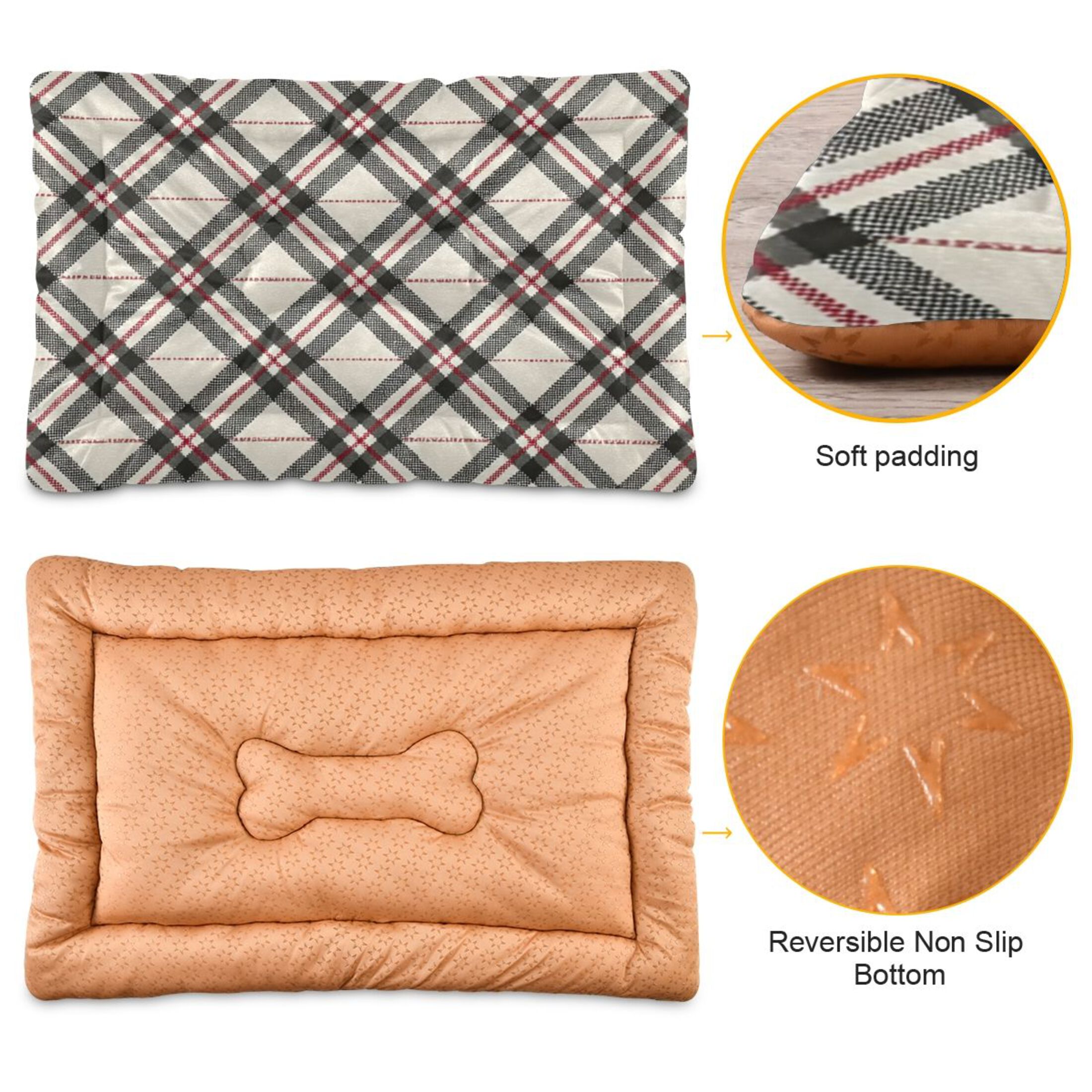 Cozy Mat Pet Bed Indoor Outdoor Warm Soft For Cat Dog Puppy(S/M) Beige and Black Color