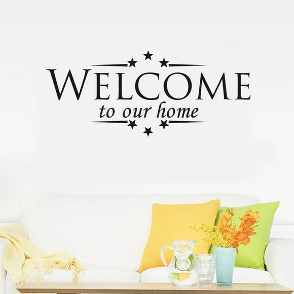 Binwennn Welcome To Our Home Removable Mural Wall Stickers Wall Decal Room Home Wall Carpet Tiles for Bedroom 3d Wall Flowers Decals for Bathroom Flower Stickers for Wall Sticker 3d Butterflies