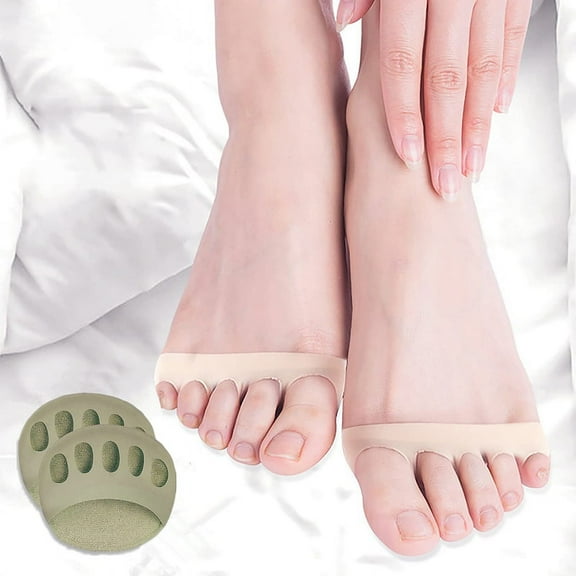 Tutuviw Women's Toe Pad Topper Liner Socks Sponge Cushion No Show Toeless Half Socks 1 Pair Soft Non-Skid Invisible Relief Pain Blister for High Heels Flats Boots Mules Sandal(1 Pair,Green)