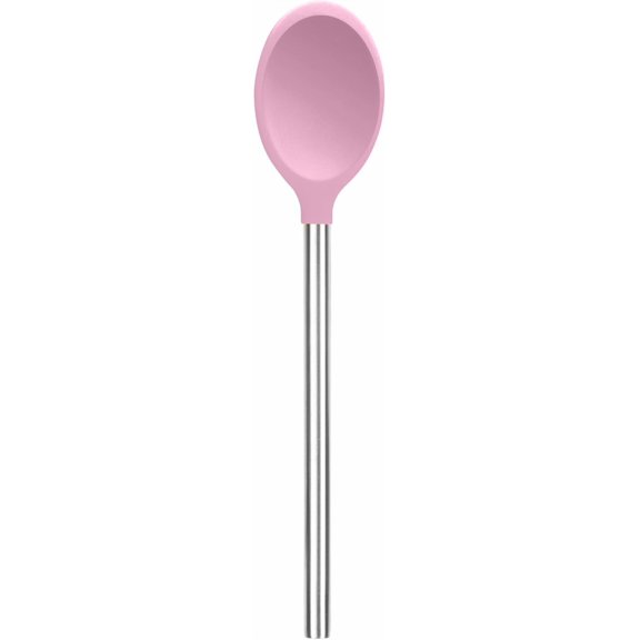 Tovolo Silicone Mixing Spoon with Stainless Steel Handle Pink Sorbet, Dishwasher Safe Heat Resistant Scratch Resistant Silicone Stirring Cooking Spoon for Nonstick Cookware Kitchen Utensils