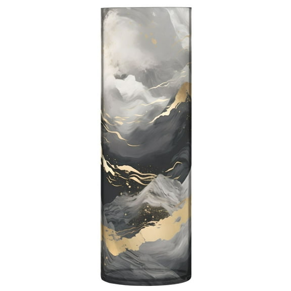 JSTEL Grey & Gold Marble Painting Flower Vase Decorative Floreros for Home Decor Bedroom Living Room Office Table Shelf Bathroom