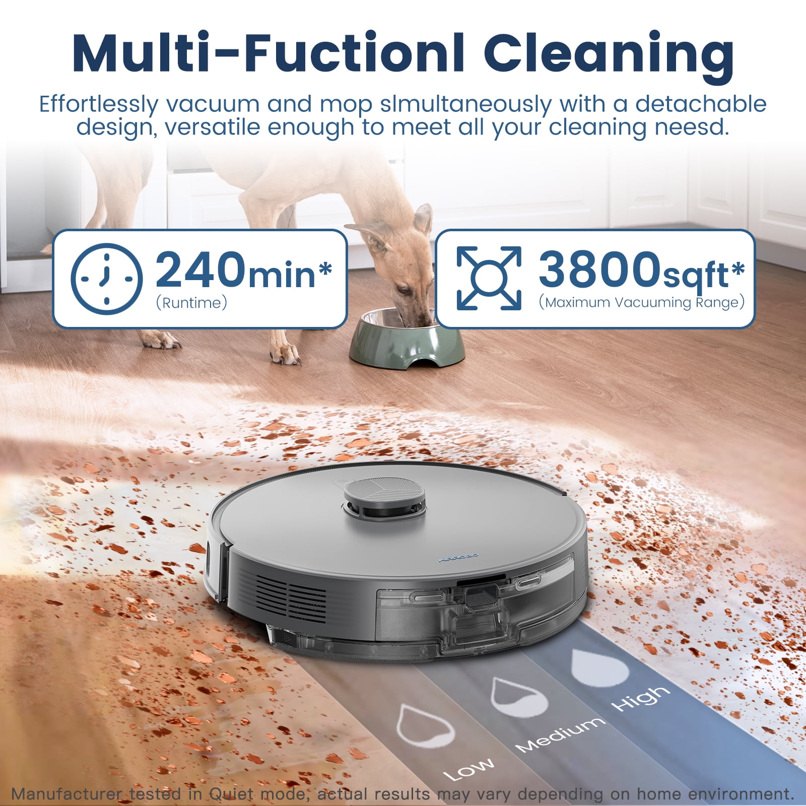 AIRROBO T25+ Robot Vacuum and Mop Cleaner, Gray photo 4