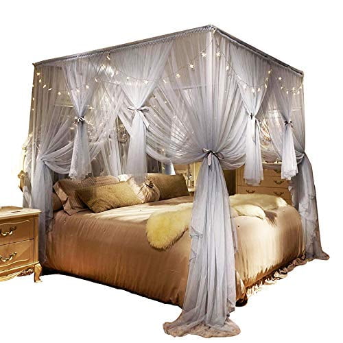Nattey 4 Corners Post Canopy Bed, Canopy Bed Curtains King