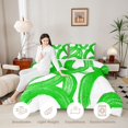 thumbnail image 3 of Castle Fairy Watercolor Paint Loop Twin Comforter Sets 2pcs,Abstract Rough Circle Bedding Set,Green White,Reversible,1 Comforter and 1 Pillowcase, 3 of 6