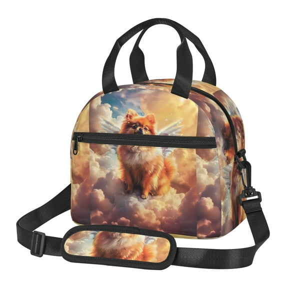 Naloa Cute Cloud Pomeranian Print Lunch Bag for Women & Men Insulated Lunch Box or Cooler Lunch Tote Bags for Work, Travel, Outdoor