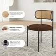 thumbnail image 4 of Farini Upholstered Dining Chair Set of 4, Rattan Backrest Kitchen Chair, Coffee, 4 of 8