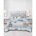 thumbnail image 2 of Twin Quilt Bedding Set, Christmas Reversible Summer Quilt 3 Pieces, Sliver Xmas Ball Gifts Ocean Conch Starfish Coastal Lightweight Bedspreads Coverlets with 2 Pillow Shams for All Seasons, 2 of 5