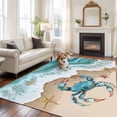 thumbnail image 3 of Rectangle Area Rug 6x9ft,Summer Beach Crab Starfish Washable Carpet Non-Slip Runner Accent Rugs Indoor Floor Mat for Bedroom Living Room Decor,Blue Ocean Gradient Water Ripple, 3 of 9