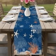 thumbnail image 4 of Orange Navy Blue Coral Table Runner 72 Inches, Summer Beach Coastal Ocean Starfish Bed Runner Dresser Scarves Tabletop for Indoor Outdoor Parties/Ceremony/Banquet, 14" x 72", 4 of 9