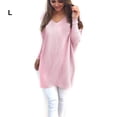 thumbnail image 3 of Chandail Col en V Uni Doux pour la Peau Automne Pulls à Manches Longues Portable Hiver Blouse Ample Filles Rose G, 3 of 7