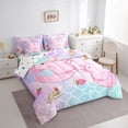 thumbnail image 3 of Castle Fairy Pink Axolotl Salamander 7Pcs Bedding Comforter Set for Children,Cartoon Mermaid Queen Bedding Sets Super Cozy,Gradient Ombre Queen Sheet Sets,Super Cozy Room Decor, 3 of 8