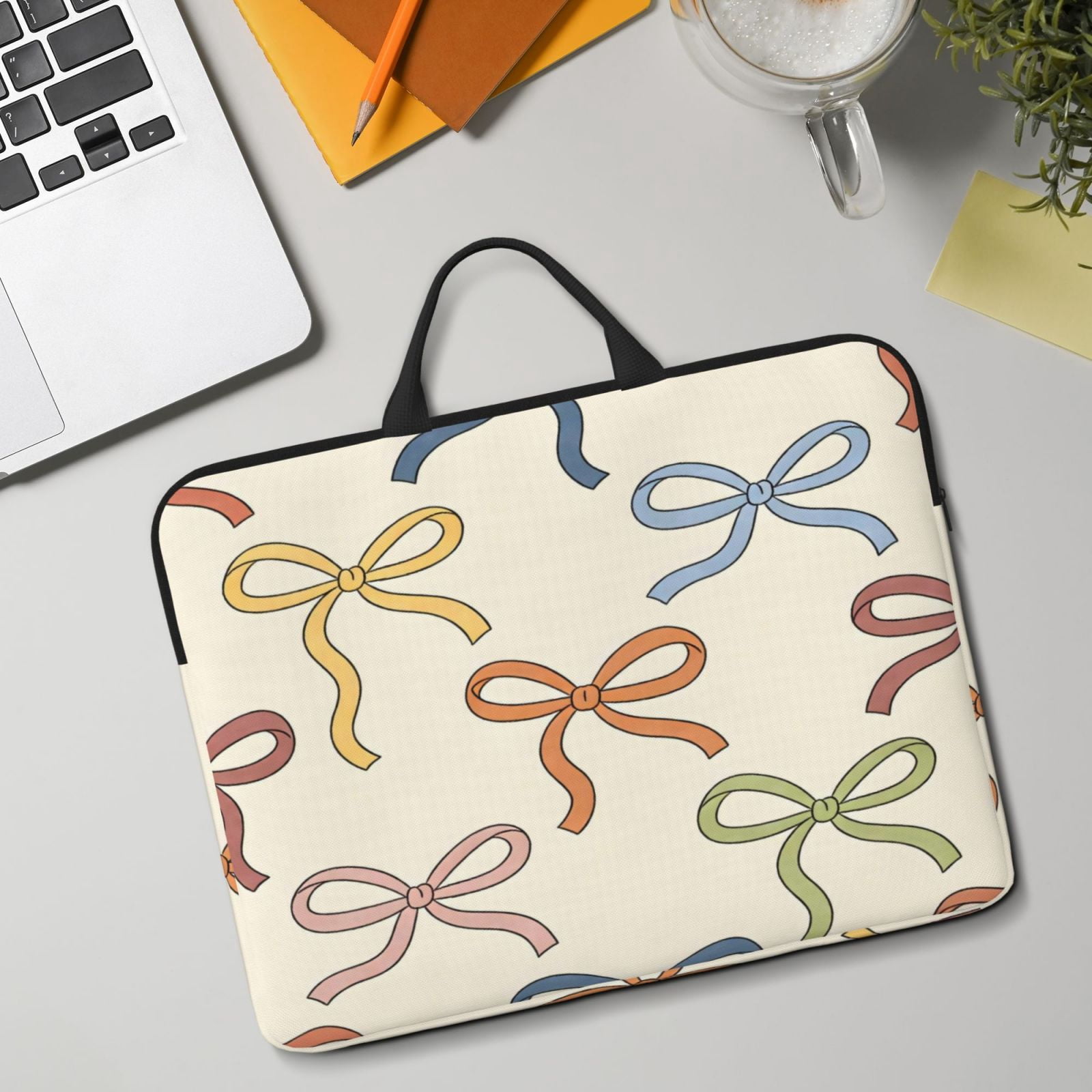 Laptop Sleeve Bag For Women Men 14inch Waterproof Durable Protective Computer Carrying Cover Handle Laptop Case Bag Colorful Bows (2)