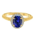 thumbnail image 2 of Mauli Jewels Rings for Women 1 Carat Diamond And Oval Shape Tanzanite Ring 4 Prong 10K Yellow Gold, 2 of 6