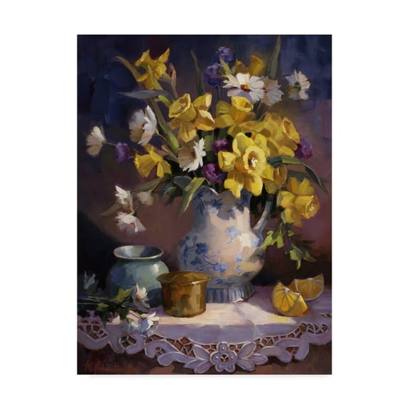 Trademark Fine Art 'Daffodils and Lace' Canvas Art by Maxine Johnston