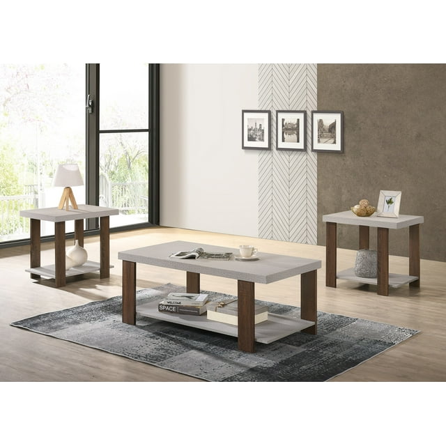 ViscoLogic Venissa Coffee Table Set Modern, 1 Center Coffee Table with 2 End Tables Set for Living Room, Balcony and Office