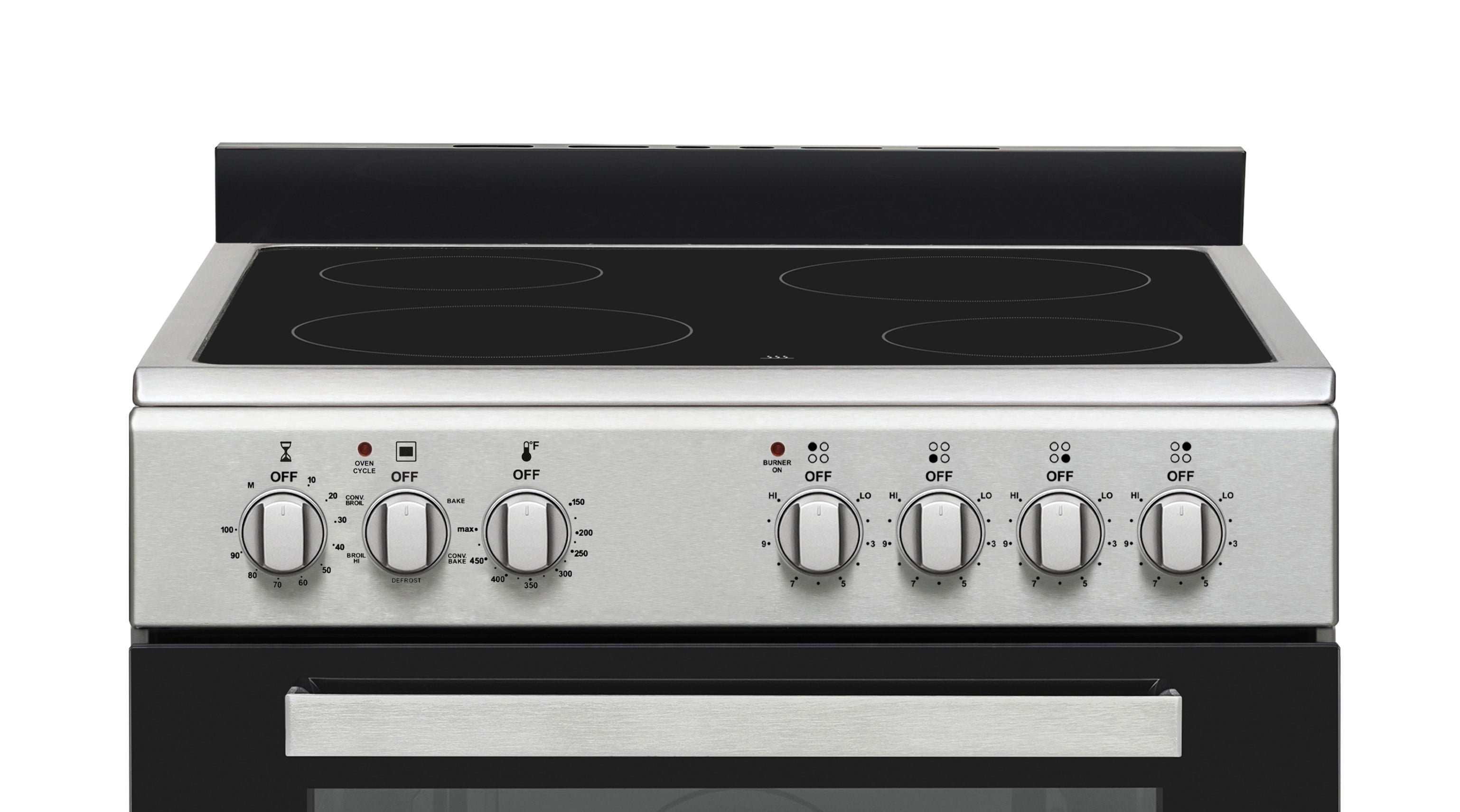 Premium Levella PREV2406VW 24" Vitroceramic Cooktop Electric Range with 4 Burners and 2.6 Cu. Ft. Single Convection Oven - Silver