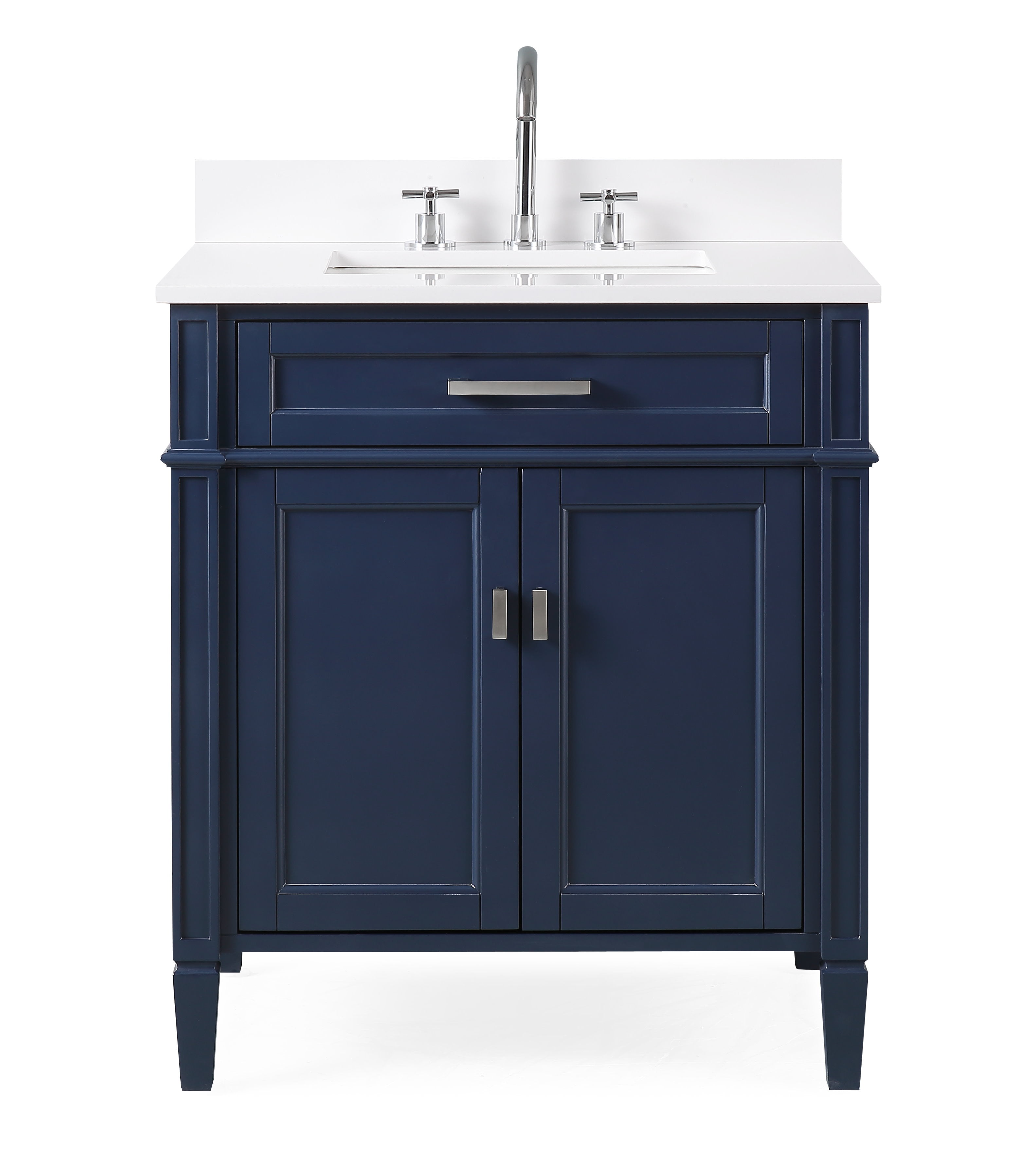 36" Tennant Brand Durand Contemporary Navy Blue Bathroom Vanity ZK1808V30NBQTBS
