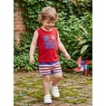 thumbnail image 5 of BemeyourBBs Toddler Baby Boys 4th of July Outfit Patriot Independent Day Summer Clothes All American Dude Letter Embroidery Sleeveless Tank Tops and Pockets Shorts Set, 5 of 9