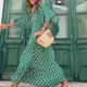 thumbnail image 4 of Vestido Vestido largo bohemio con cuello en V y mangas abullonadas para mujer 2023 (verde oscuro M) Ygjytge Verde oscuro T M para Mujer, 4 of 8