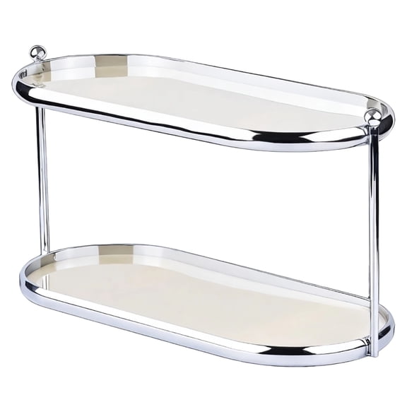2 Tier Perfume Organizer Shelf, Stainless Steel Frame with Acrylic Trays, Vanity Storage Rack for Makeup, Skincare, Fragrance Bottles, Countertop Display for Bathroom Dresser, 12.6 x 5.3 x 6.7 in
