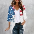 thumbnail image 5 of Otvok Independence Day Tops Womens Sunscreen Fashionable Casual Printed 3/4 Sleeve Chiffon Cardigans, 5 of 7