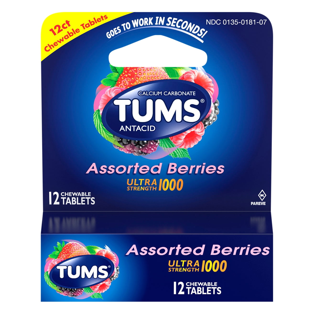TUMS Ultra 1000 Assorted Berries 12 Tablets