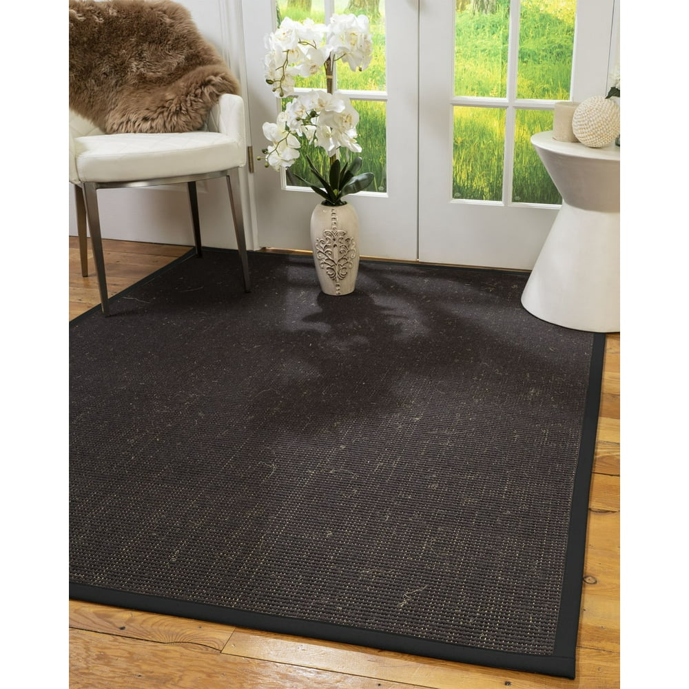 Natural Area Rugs Vida Custom Wool Sisal Rug, 8' x 10', Oval Black