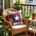 thumbnail image 6 of ZhangC 4th Of July Patriotic Star Square Throw Pillow, 20"x20" Red White Blue Flag Patchwork Decorative Pillow, Independence Day Decor for Sofa and Room, 6 of 9