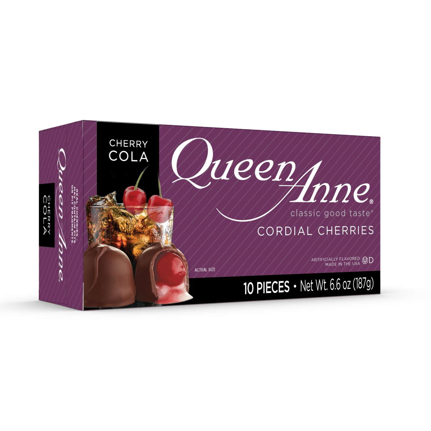 (2 pack) Queen Anne Milk Chocolate Cherry Cola Cordial Cherries, 6.6 oz Box, 10 Pieces