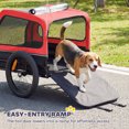 thumbnail image 4 of PawHut Dog Bike Trailer, Dog Cart Bicycle Carrier for S & M Dogs, Universal Bicycle Coupler, Flip-Down Ramp Tailgate, Support Up to 44 lbs, Red, 4 of 9