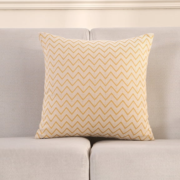 1pcs 18 inches Simple Modern Throw Pillow，Nordic Style Cushion Decorative Pillow for Couch,Sofa,Bedroom，Yellow Geometry - Waves