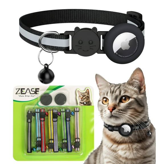 Zease 10-Piece Break-Away Cat Collar with Airtag Holder, Multicolor, All Size