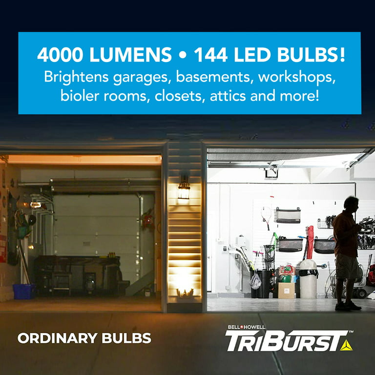 Bell and Howell TriBurst LED Garage Light Bulb 3 Panel Light 4000 Lumen 60W