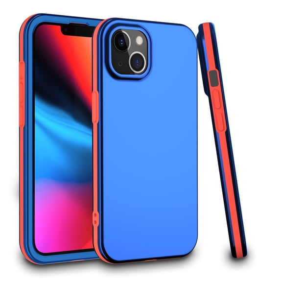 For Apple iPhone 13 Pro Max (6.7") Tough Hybrid Slim Thin Guard Shockproof Dual Layer Hard PC   TPU Bumper Frame Cover ,Xpm Phone Case [ Blue Red ]