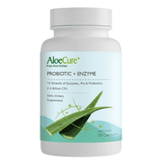 AloeCure Probiotic   Enzyme Digestive Supplement with Prebiotics, 2.4 Billion CFU, 30 Capsules