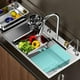 thumbnail image 2 of Fregadero de Cocina, Fregadero de Acero Inoxidable Nano Cascada, con Grifo Extraible Fregaderos Grandes de un Tazón, Colador de Drenaje y Accesorios para Cocina, Bar, Comedor (80X45), 2 of 8