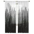 thumbnail image 7 of Sheer Curtains 108 inches Long, Fall Forest Silhouette Black Geay Art Oil Painting Light Filtering Sheer Window Curtains Rod Pocket Voile Drapes for Bedroom Living Room, 52"W x 108"L 2 Panels, 7 of 7