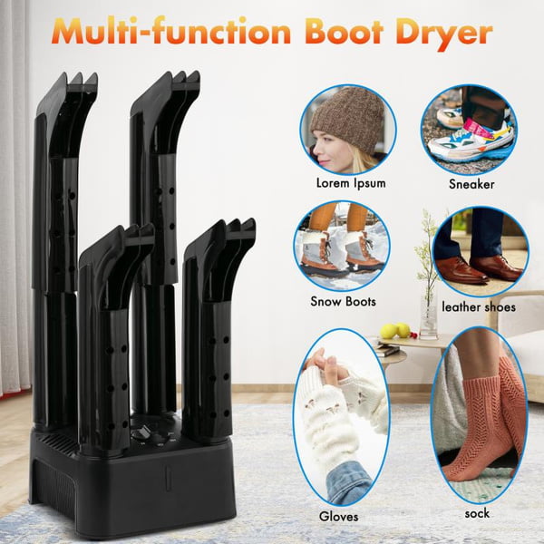 white Portable Boot Dryer USB Recharge Shoe Dryers and Deodorizer Foot Boot Glove Socks Warmer with Timer Drying Eliminate Bad Odor and sanitize Shoes 
