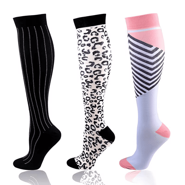 3 Paires de Chaussettes de Compression pour Hommes et Femmes 20-30mmHg Dème Diabète Varices Infirmière Chaussettes de Compression Course