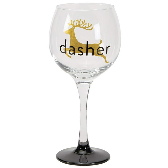 C.R. Gibson Reindeer 'Dasher' Christmas Wine Glass, 16 oz., 8.5'' H