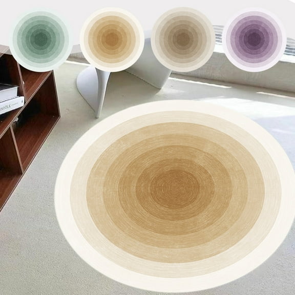 round Carpet, Living Room Area Rug, Plush Floor Mat, Cream Color, for Sofa and Coffee Table, Bedroom and Study, Soundproof Floor Cushion, Brown, by FAJHHA