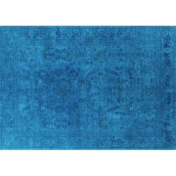 Ahgly Company Indoor Rectangle Oriental Turquoise Blue Industrial Area Rugs, 8' x 12'
