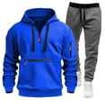 thumbnail image 2 of Zylarhe Men's Autumn And Winter Two Piece Hooded Sweatshirt Hooded Sweatshirt And Pants Set Jackets Suits for Men, 2 of 3