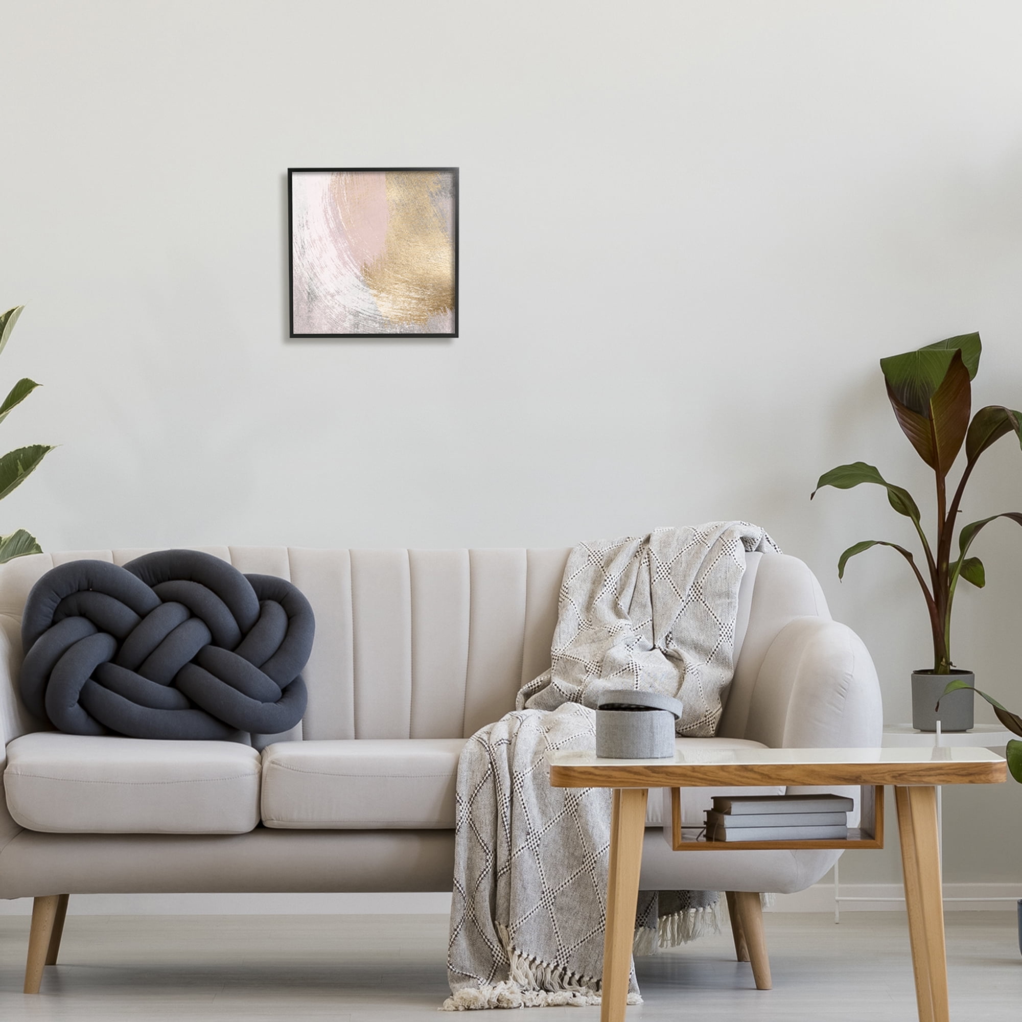 Stupell Industries Glam & Pink Abstract Abstract Painting Black Framed Art Print Wall Art, 12 x 12