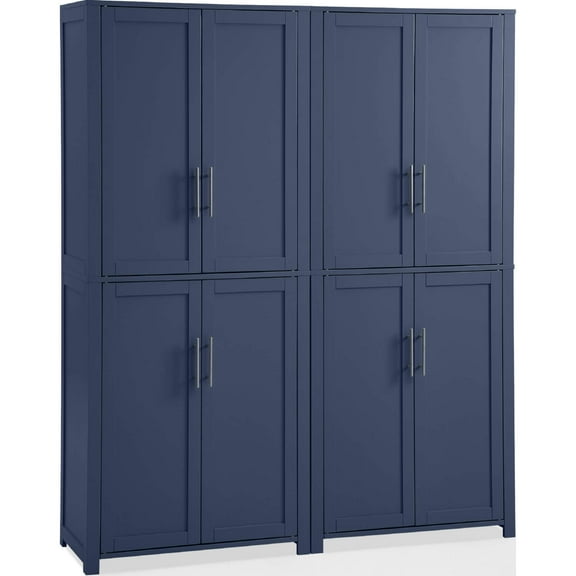 Homestock Old World Charm 2-Piece Kitchen Storage Pantry Set In Navy Finish - 2 Pantries