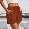 thumbnail image 4 of Cotton Gauze Shorts for Women 2026 Summer Elastic Waist Drawstring Loose Fit Casual Beach Vacation Shorts Vermilion M, 4 of 6