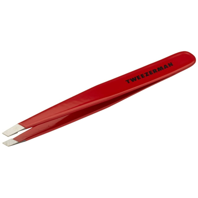 Pinza Tweezerman Slant Signature de acero inoxidable, color rojo